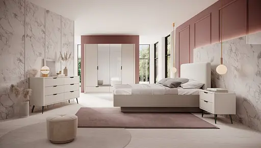 Шкаф для одежды Perfect Home Ланте/Lante 4-дверный с зеркалом и черными ручками 4D2S/213 Беж (PFH-091187) - фото 7