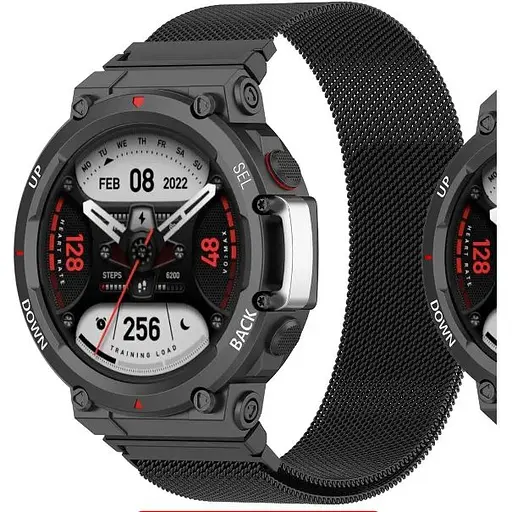Ремешок DK для Xiaomi Amazfit T-Rex 2 (A2169) Metal Milanese Loop Magnetic (black) - фото 2
