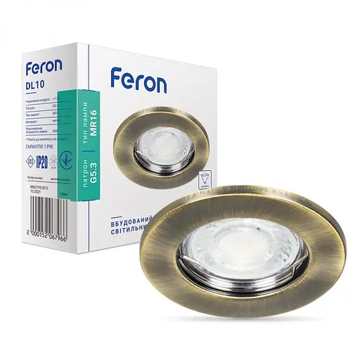 Встраиваемый светильник Feron DL10 под лампу золото (15206)