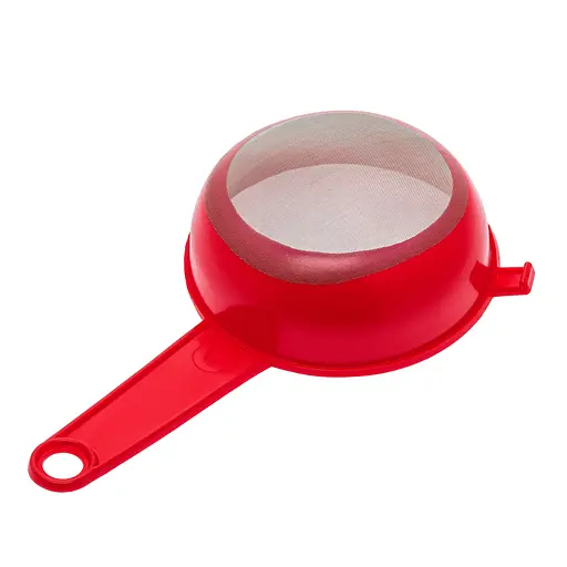 Сито дуршлаг с ручкой для процеживания и просеивания (диаметр 12 см), Kitchette Красный 83832 - фото 10