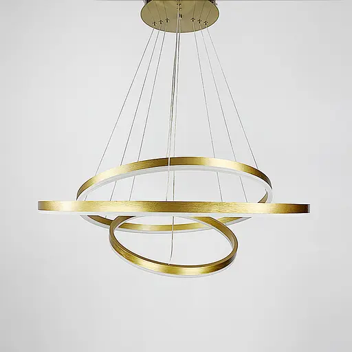 Cучасна люстра на три кільця у золотому каркасі Line.F Діаметр 80+60+40 см - фото 1