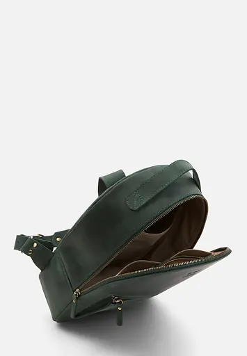 Кожаный рюкзак Groove M зеленый старинный - фото 5