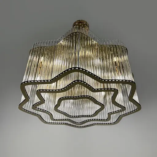 Вишукана золота люстра із скляними трубками Ø 77 см | Арт. 518-800А АВ | Line F - фото 1