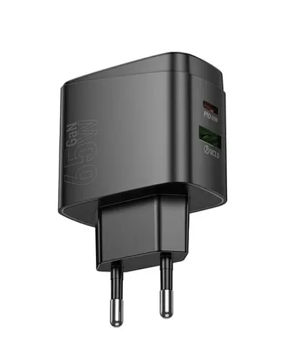 Адаптер зарядное устройство с боковыми выходами Hoco CS63A Bright 65 W (2 порта 1 A1C) + кабель C-C - фото 6