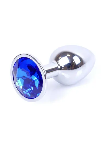 Металева анальна пробка з кристалом Boss Jewellery Silver Plug Dark 7 см (синій) - фото 7