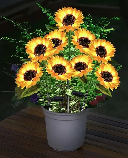 Світильник Sun Lamp із квітами Соняшниками садовий на сонячних батареях 2 шт - фото 5