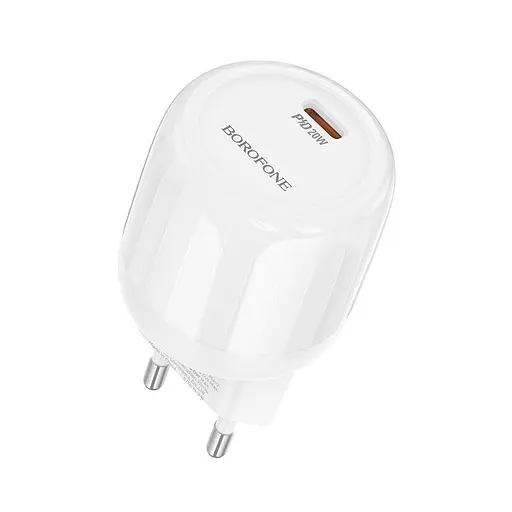 Адаптер сетевой Borofone Lustrous single port charger BA92A 1Type-C, 3A/20W, PD/QC| - фото 1