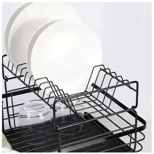Стильна двоярусна сушарка RUHHY 19163 для посуду в стилі Лофт - з піддоном для столових приборів - фото 7