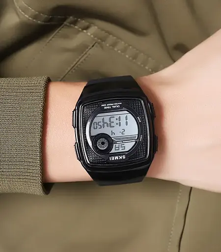 Годинник чоловічий наручний спортивний Skmei 2208 (Чорний з білим) - фото 4