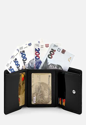 Кожаный кошелек Trinity черный краст - фото 4