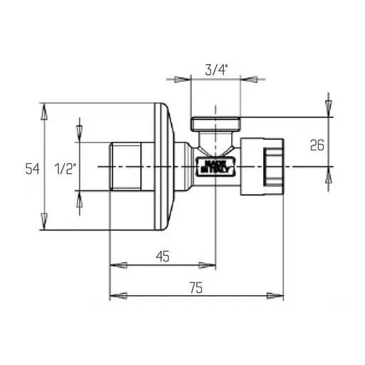 Кран приладовий буксовий Icma 1/2"х3/8" кутовий No519 - фото 2