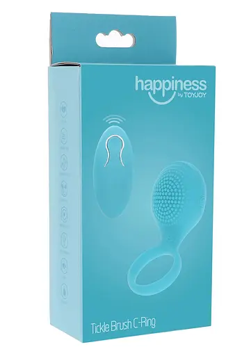 Виброкольцо Toy Joy Happiness Tickle Brush C-Ring 8.2 см голубой - фото 2