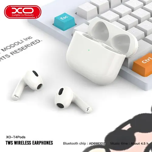 Навушники бездротові XO T4 Pods bluetooth headset білі - фото 2
