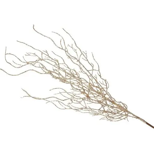 Искусственная ветвь покрыта глиттером для композиций Золотистый 70 см - фото 1