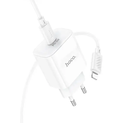 Комплект зарядного устройства Hoco C76A Pro 1Type-C PD/QC 30W PPS Type-C to Lightning White - фото 4