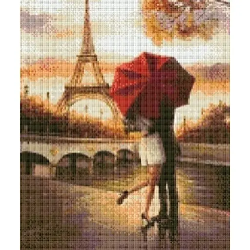 Алмазна мозаїка за номерами повна викладка на підрамнику 40 * 50 см. Червона парасолька - фото 1