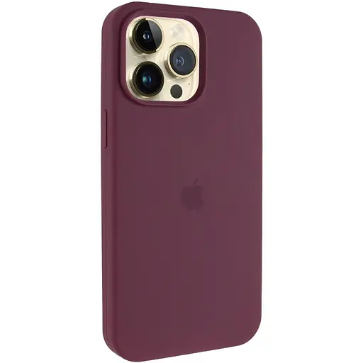 Чохол Silicone Case AA Logo with MagSafe для Apple iPhone 14 Pro Max 6.7 Бордовий/Plum - фото 1