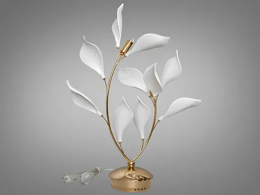 Изысканная настольная лампа с керамическими элементами, 2 лампы, золото - фото 1