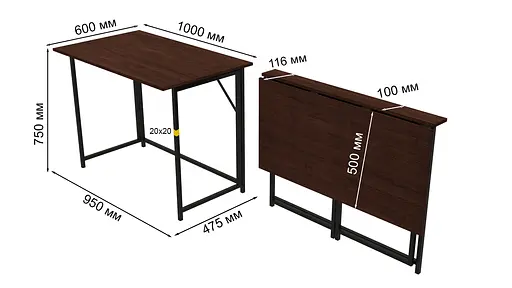 Стол раскладной Морис Ferrum-decor 750x1000x600 Черный металл ДСП Венге Магия 16 мм (FRD-105402) - фото 11