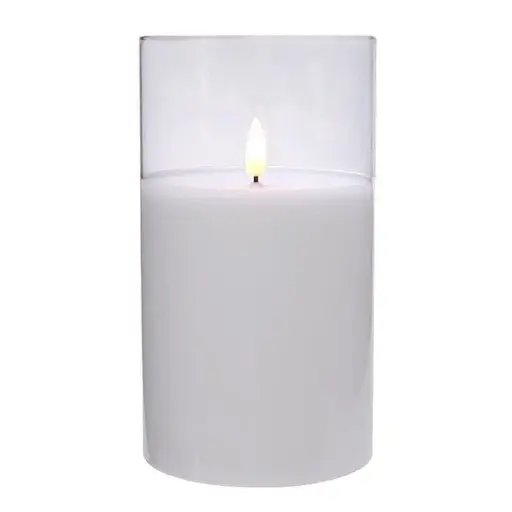 Свеча Lumineo LED вощеная стеклянная тепло-белая 12,5 см