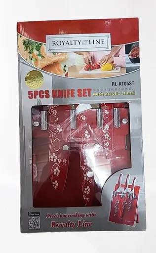 Набор ножей Royalty Line RL-KT05ST из нержавеющей стали с керамическим покрытием с подставкой Красный - фото 9