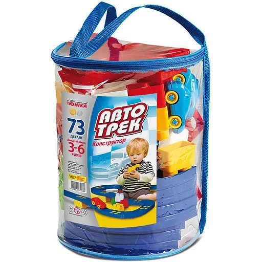Конструктор детский Автотрек Юніка 70699 73 детали рюкзак - фото 1