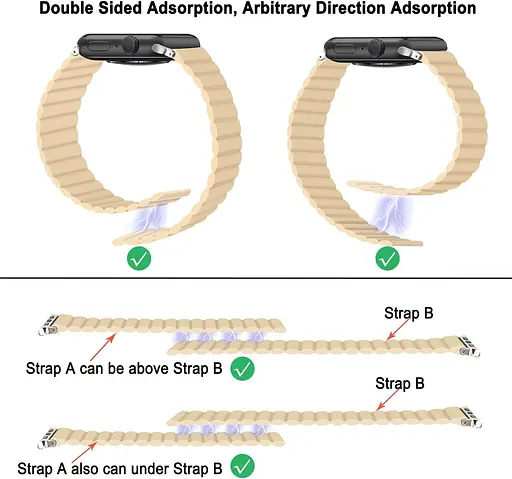 Силиконовый магнитный ремешок Tasikar для Apple Watch 45 мм, 44 мм, 42 мм, серия 8, 7, 6, 5, 4, 3, 2, 1 SE - фото 3