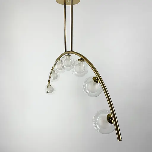 Золота люстра-дуга на 7 подвійних плафонів Line.F MJ 80/7 AB - фото 5