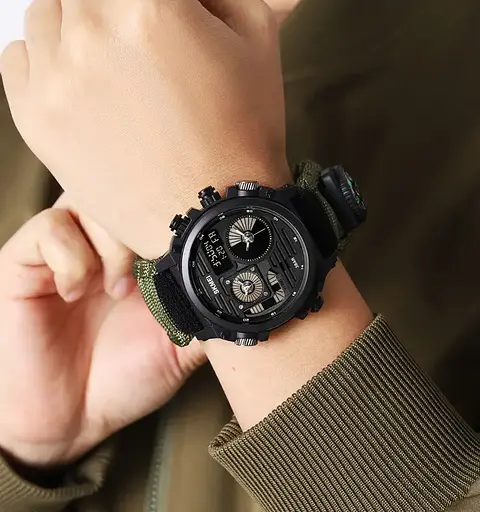 Часы мужские наручные спортивные Skmei 2202 Paracord (Зеленый нейлоновый ремешок) - фото 6