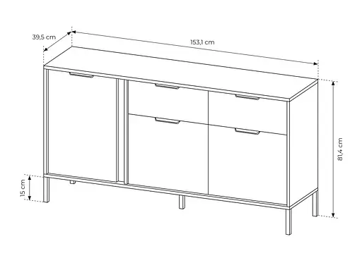 Комод Perfect Home Ларс/Lars 3-дверный с 2 ящиками 3D2S/153 Антрацит (PFH-091021) - фото 5