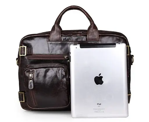 Чоловіча шкіряна сумка John McDee 38х13х29 см sum0026644 - фото 3