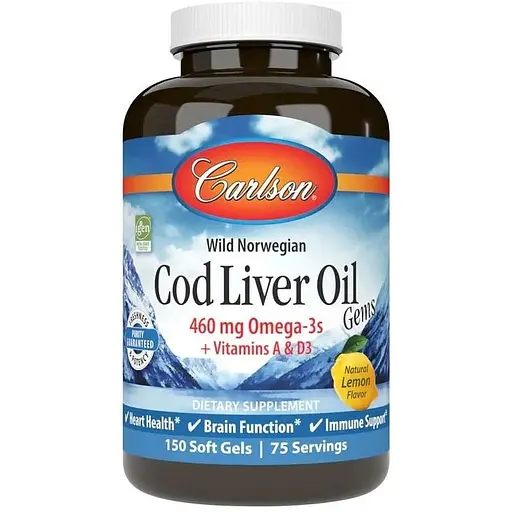 Жирные кислоты Carlson Labs Cod Liver Oil Gems, 150 капсул