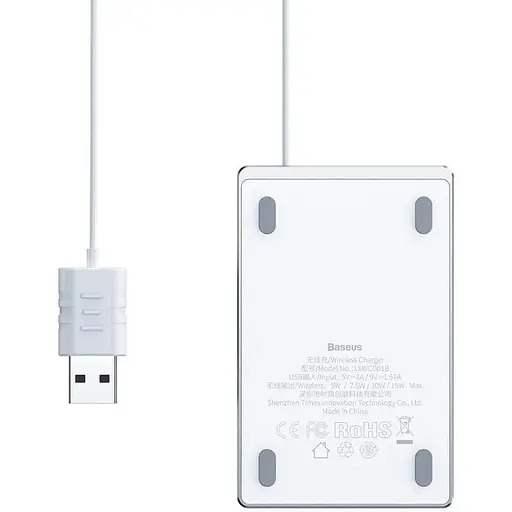 Зарядное устройство беспроводное Baseus Wireless Charger Card Ultra Thin 15 W серое (WX01B-S2) - фото 1