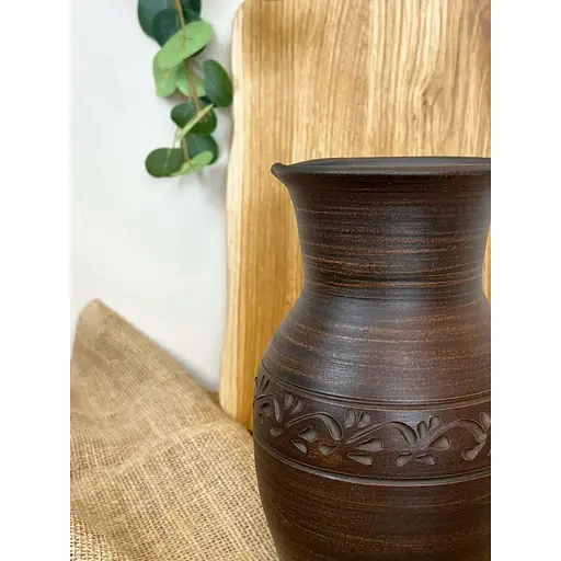 Глек 2 літри керамічний (глиняний) різьблений без ручки декор - фото 9