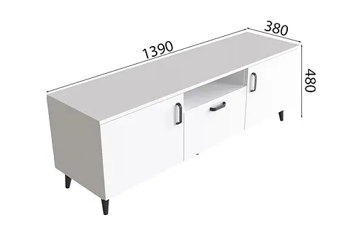 Тумба Лестер на конусних ніжках Ferrum-decor 48x139x38 Чорний метал ДСП Білий 16 мм (FRD-106807) - фото 2