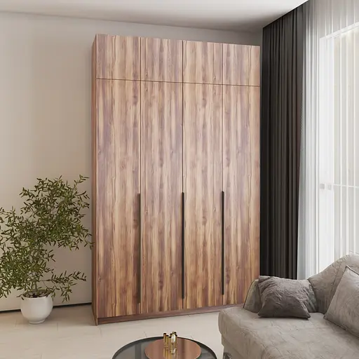 Шафа 4-дверна з антресоллю MebelStar Оскар ДСП BL-B, додаткова штанга 160x52x260 см Дуб бурштиновий (MBS-5003) - фото 1