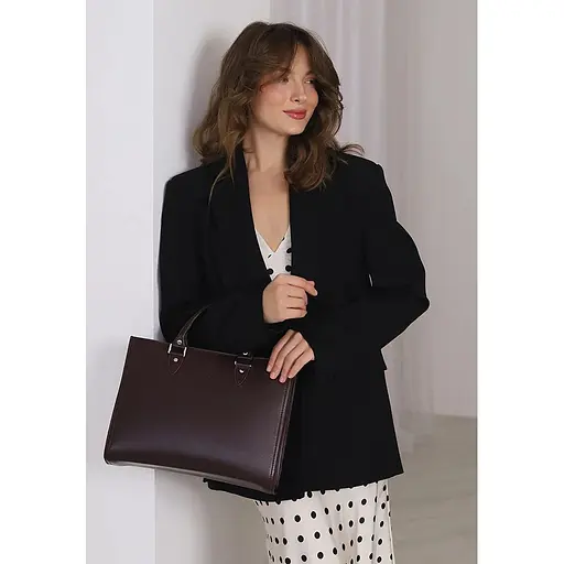 Жіноча шкіряна сумка Fancy A4 бордова - фото 1