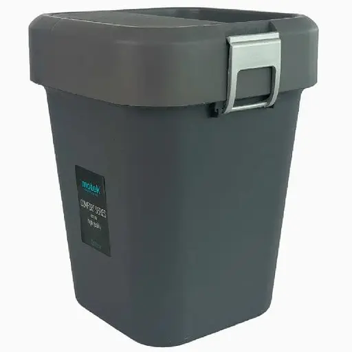 Мусорное ведро Motek на 8 л с поворотной крышкой 22.5х22.5х30 см Антрацит (COB-410)  - фото 1