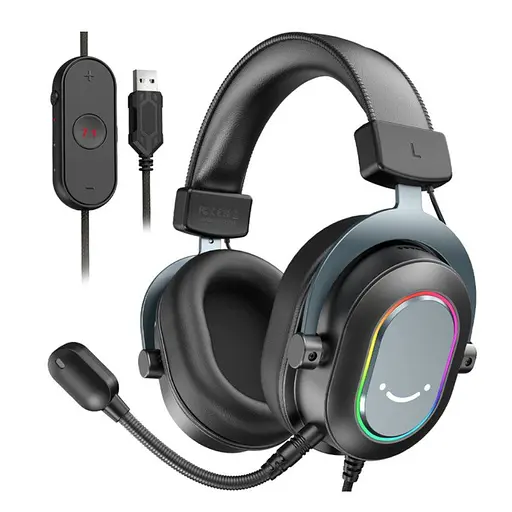 Игровые наушники с микрофоном Fifine H-6B RGB USB 7.1 Black