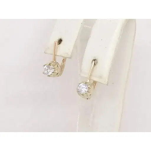 Золоті сережки Столична Ювелірна Фабрика з фіанітами. 105233 - фото 2