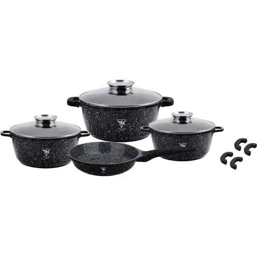 Универсальный набор посуды Top Kitchen TK00076, набор 7 предметов с гранитным покрытием Черный - фото 1