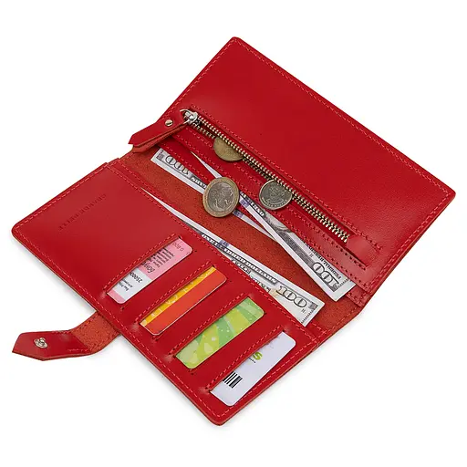 Женский кожаный портмоне Grande Pelle 9х18х1 см acs0018773 - фото 4