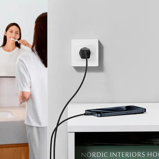 Сетевой адаптер Baseus GaN5 Fast Charger (mini) | 1Type-C, 30W/3A, PD/QC| (с C до C 100W 1м cable) - фото 3