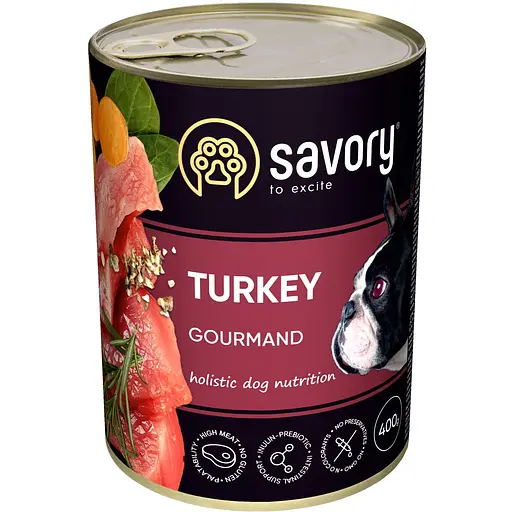 Вологий корм Savory для дорослих собак усіх порід з індичкою 400 г - фото 1