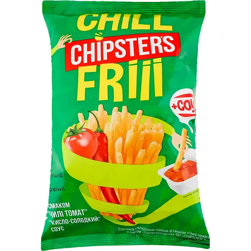 Дубль. Соломка картопляна Chipster's зі смаком чилі та томату з кисло-солодким соусом 70 г