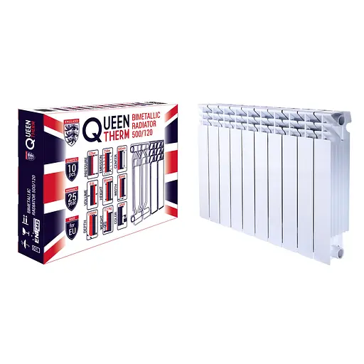 Радіатор біметалевий секційний Queen Therm 500/120 (кратно 10), Білий - фото 2