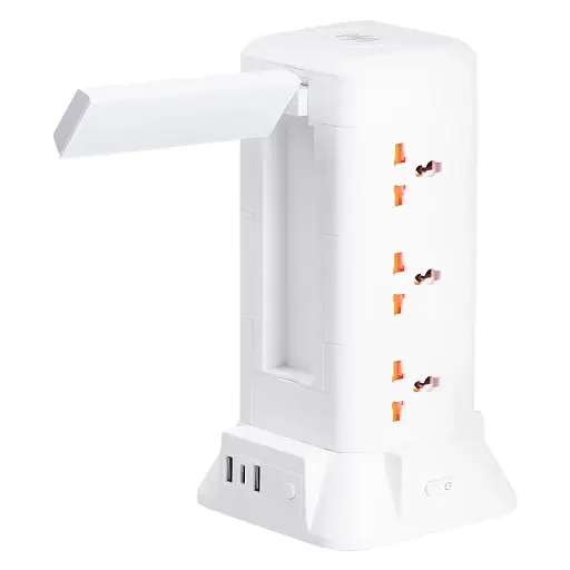 Сетевой фильтр-удлинитель Yiwu HP-5-7MF TOWER B23 4,8 м 9 розеток 3USB + 1PD и LED-лампа белый  - фото 5