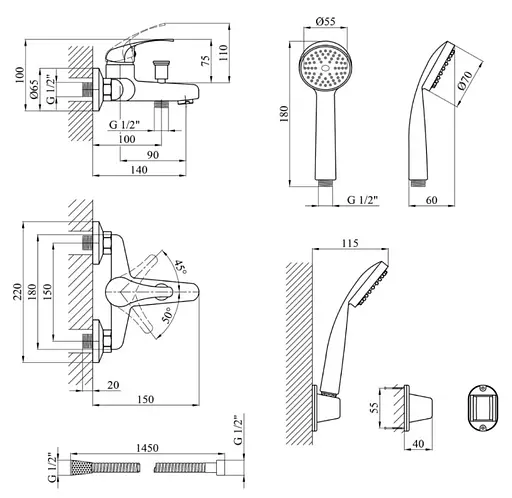 Смеситель для ванны Agua Leon-C060 (CV014928) - фото 7