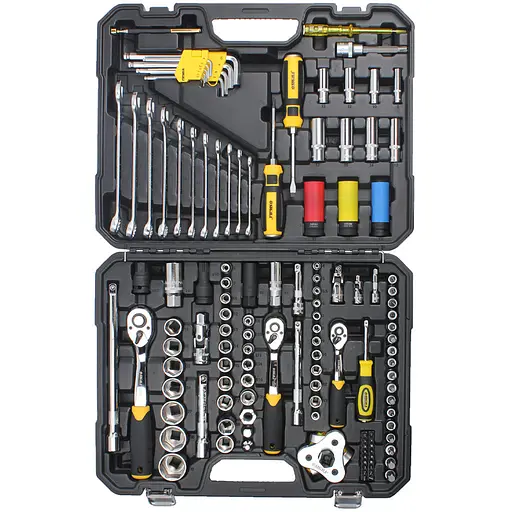 Набор торцевых насадок и биты, ключей, инструментов Sigma 1/4", 3/8", 1/2" 128 шт CrV (6003791) - фото 1