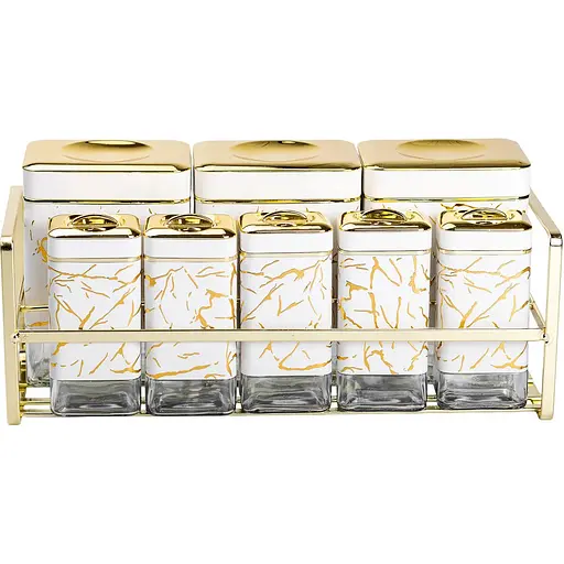 Набор емкостей для хранения Yiwu 650/150 мл на металлической белый подставке 8 шт. HP-1365 - фото 2